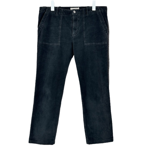Nili Lotan Black Tapered Straight Leg Cropped Corduroy Pants sz 10 - Picture 1 of 8